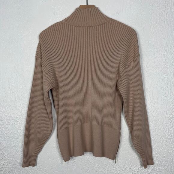 Varley Mayfair Mock Neck Knit Sweater in Cement Quiet Luxury Minimalist Size XS - Picture 4 of 8